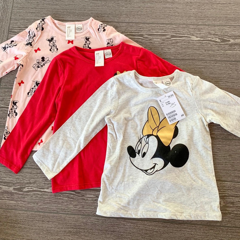 🆕 H&M Minnie Mouse T-shirt 3-pack